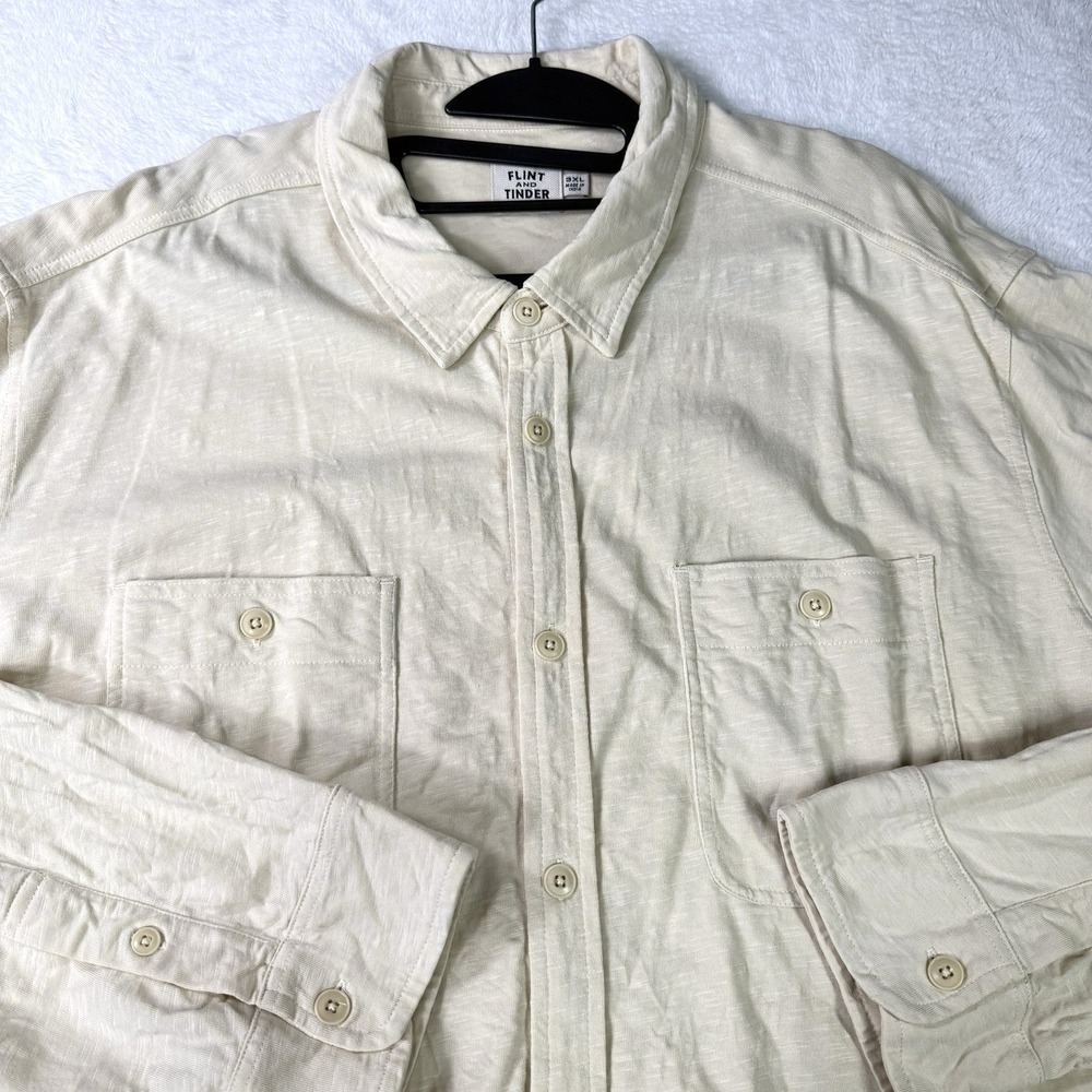 Flint and Tinder Shirt Mens 3XL Beige Workwear Button Down